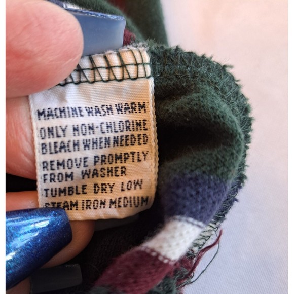 VTG Polo Ralph Lauren Shirt Men's LARGE Green Blue Red STRIPED Pony Logo Rugby - Picture 8 of 8